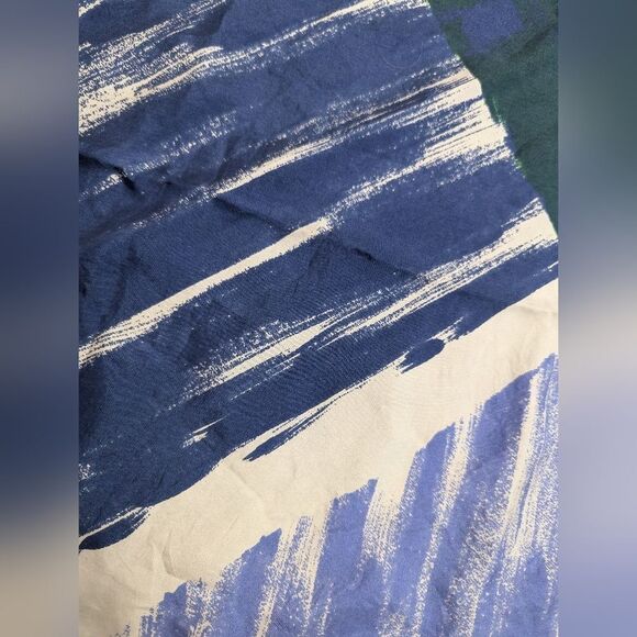 Balenciaga Silk Scarf – Abstract Green & Blue Watercolor Design, 30" x 30" - Picture 2 of 8